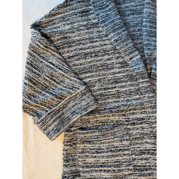 Splendid Black White Jacket Woven Boucle Kimono Wrap Open Cardi Large - Picture 8 of 10